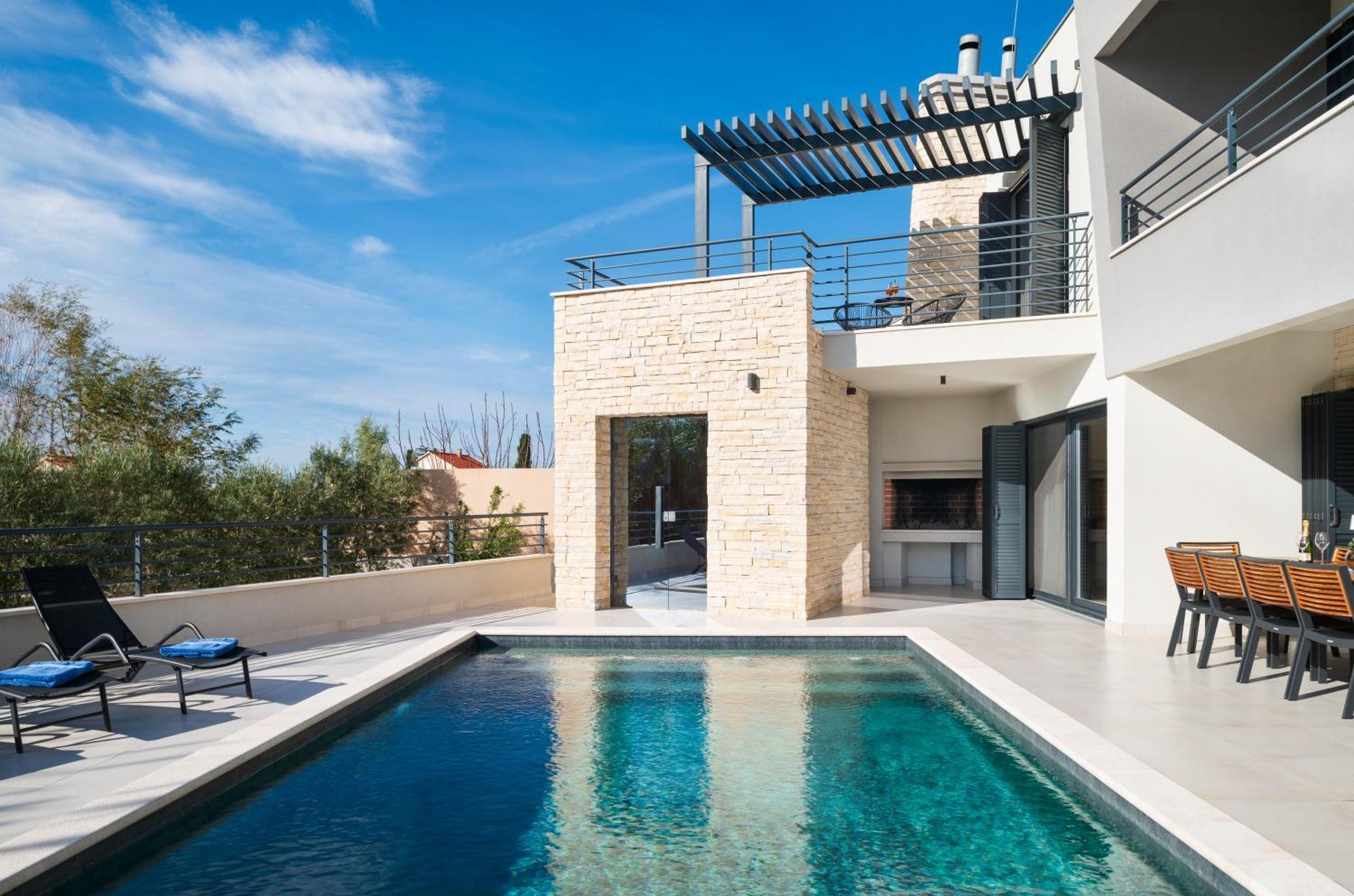 Villa Roca With Heated Pool And Sauna Privlaka  Eksteriør billede