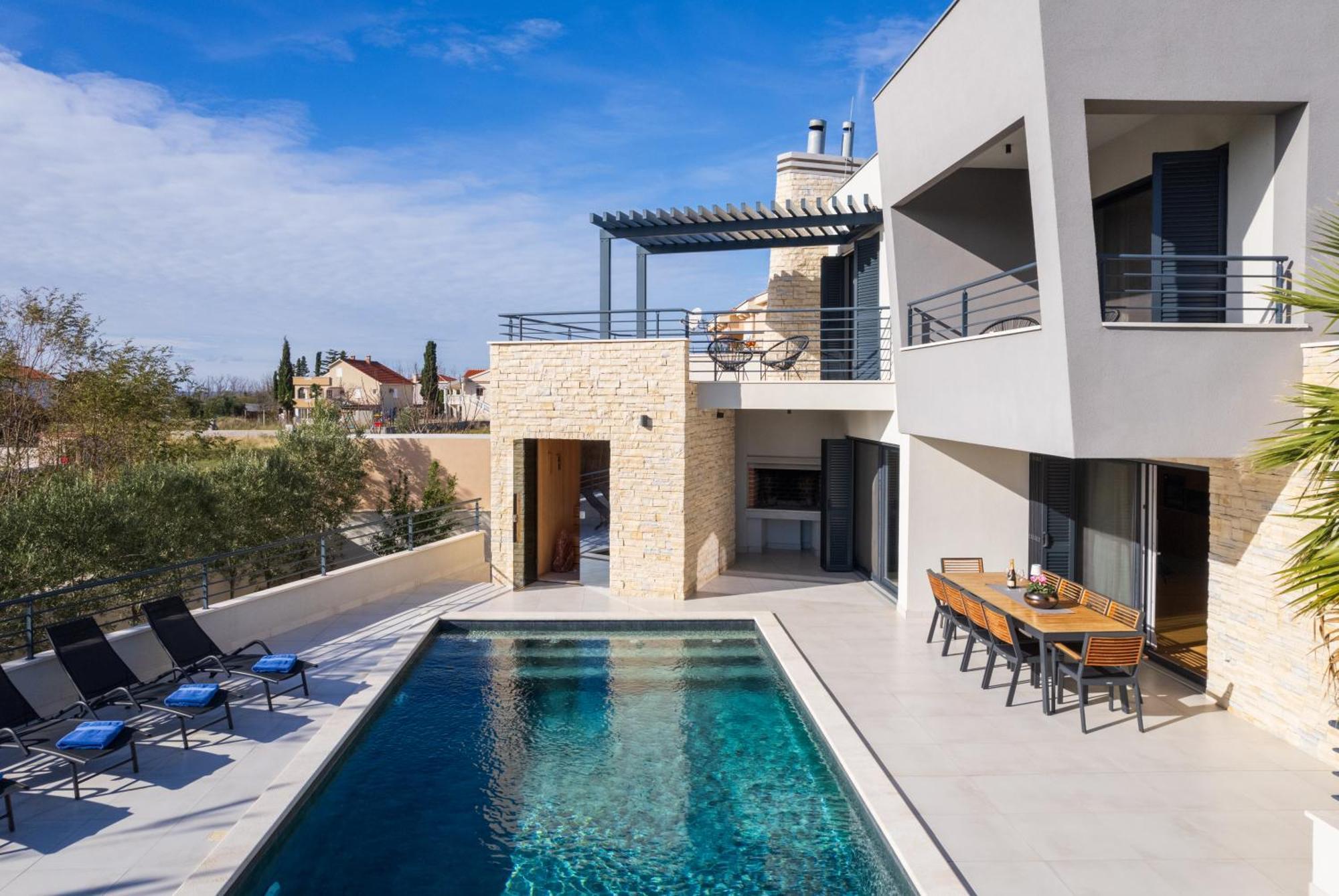 Villa Roca With Heated Pool And Sauna Privlaka  Eksteriør billede